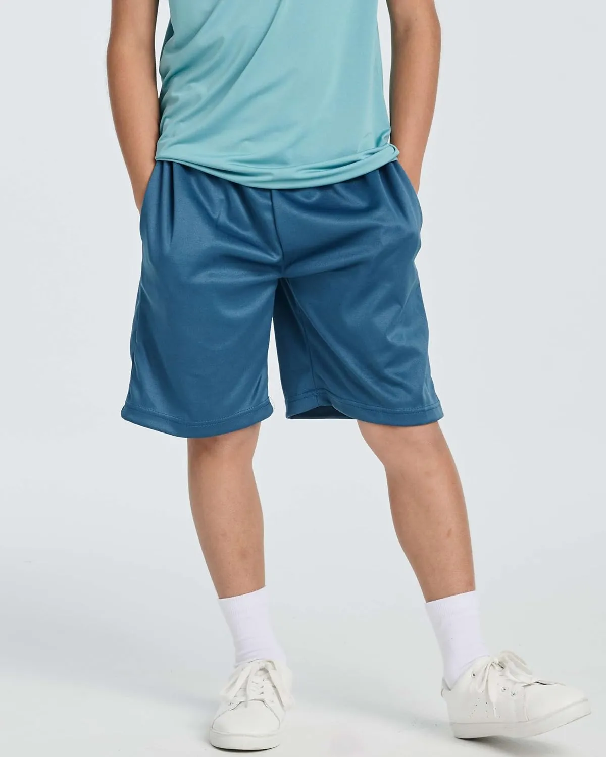 Real Essentials 5 Pack: Boys' Athletic Basketball Shorts with Pockets - Youth Activewear (Ages 4-18)