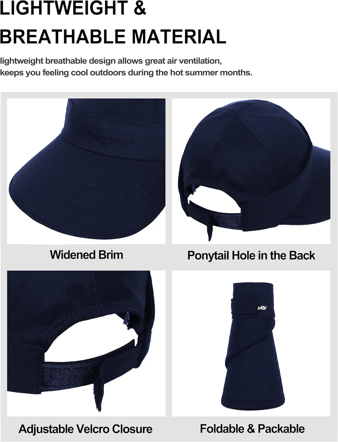 Sun Hats for Womens Wide Brim Visor UV Protection Dual Purpose Hat for Beach Summer Packable Cap