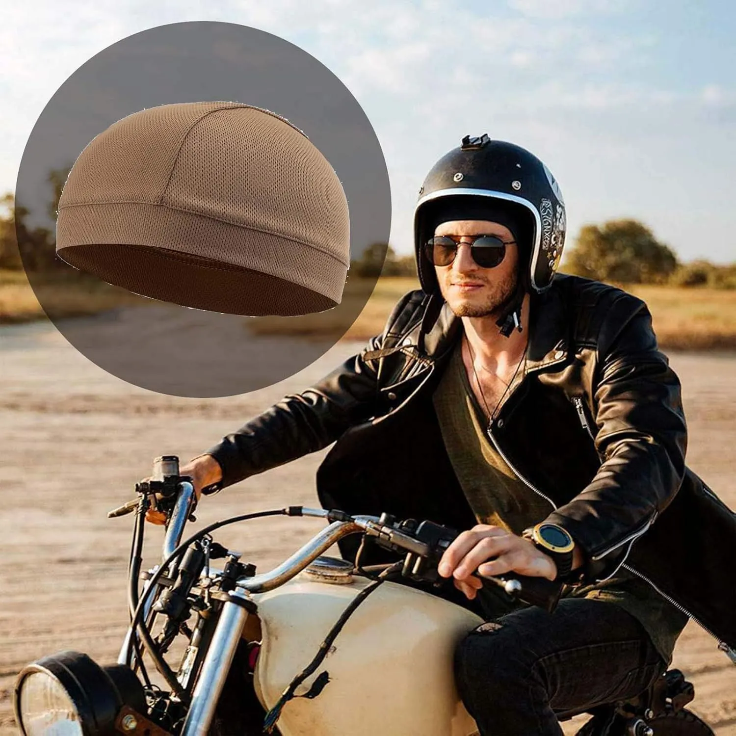 TOPLOR Moisture Wicking Skull Cap/Helmet Liner/Running Beanie Caps for Men - Motorcycle Cycling Breathable Dome Cap Sweatband