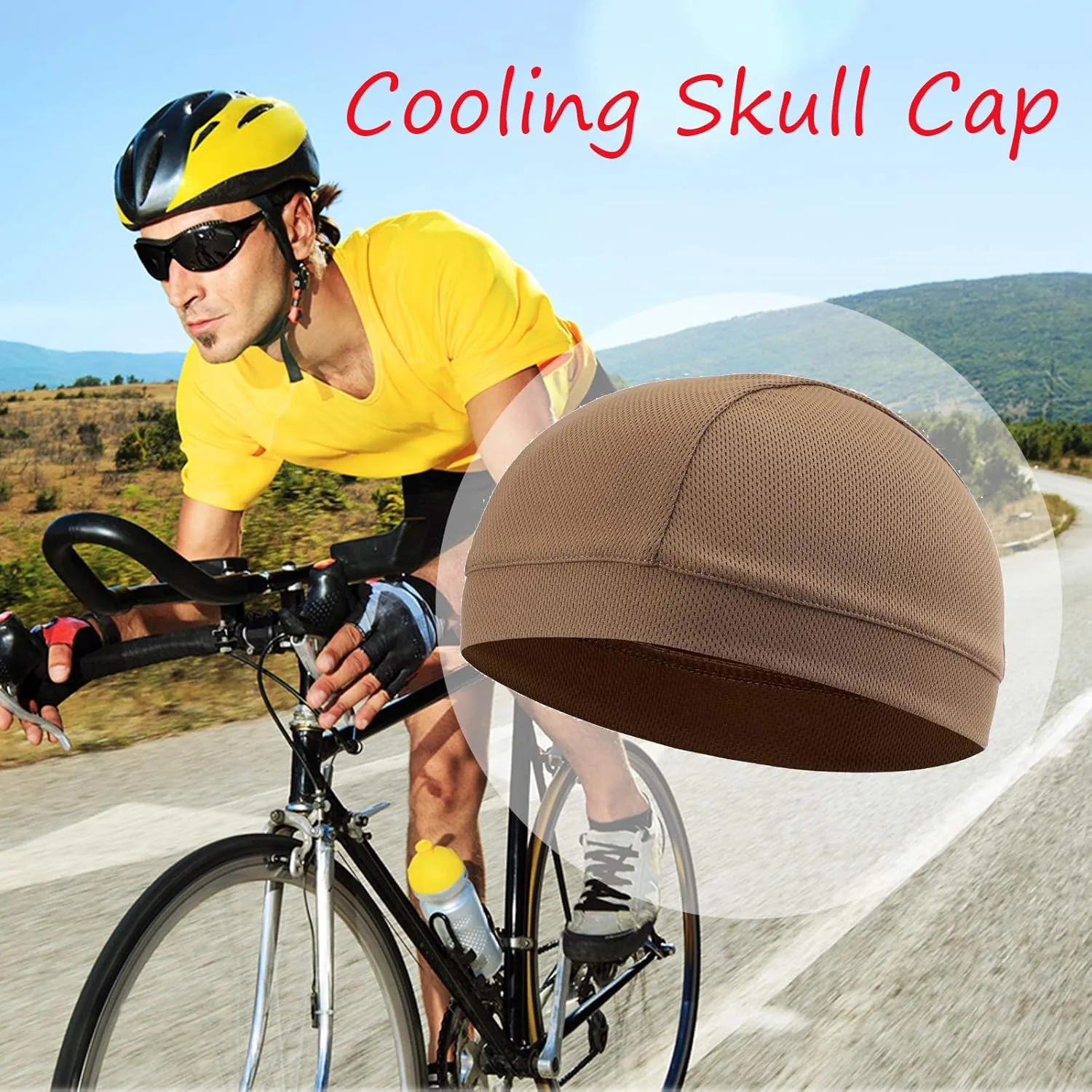 TOPLOR Moisture Wicking Skull Cap/Helmet Liner/Running Beanie Caps for Men - Motorcycle Cycling Breathable Dome Cap Sweatband