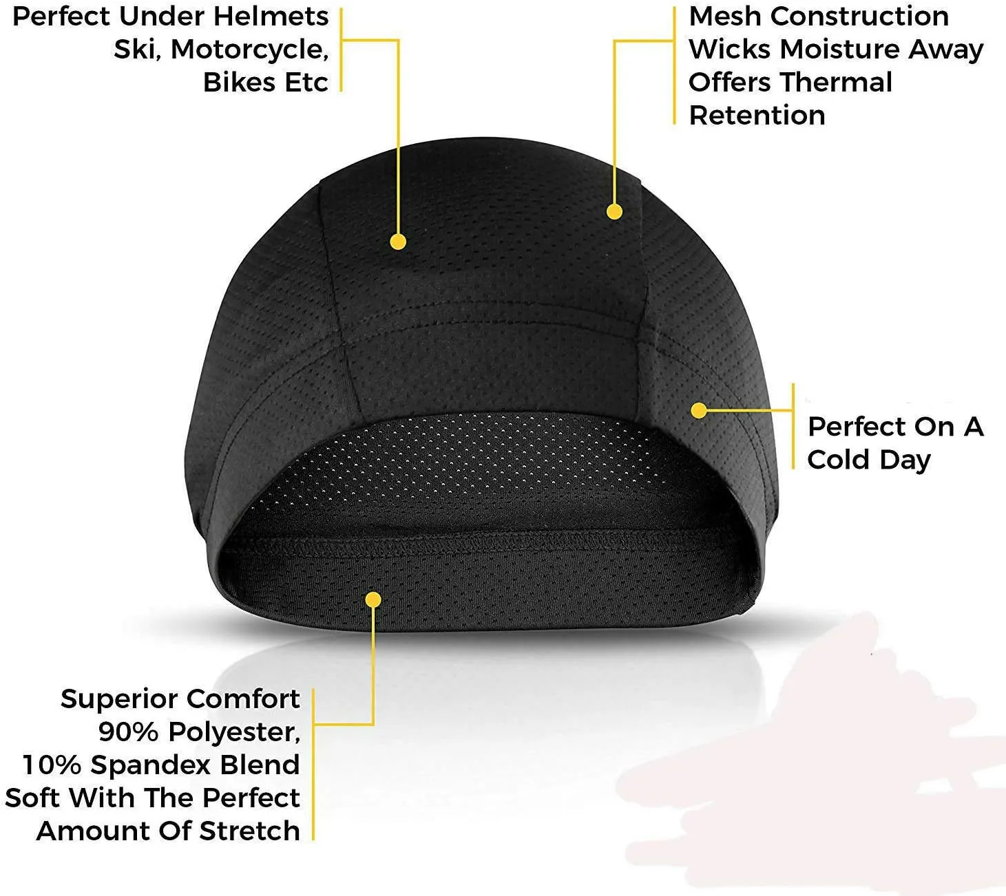 TOPLOR Moisture Wicking Skull Cap/Helmet Liner/Running Beanie Caps for Men - Motorcycle Cycling Breathable Dome Cap Sweatband
