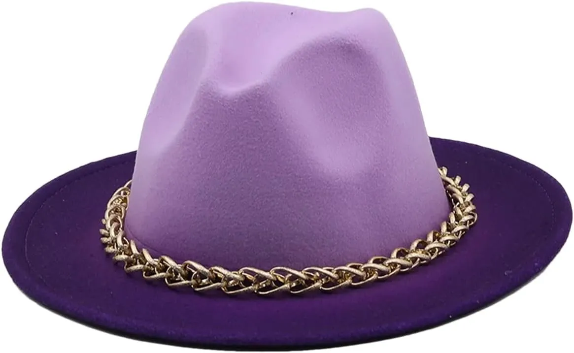 Women Men Winter Autumn Chain Woolen Fedoras Top Hat Jazz Caps Bowler Hats