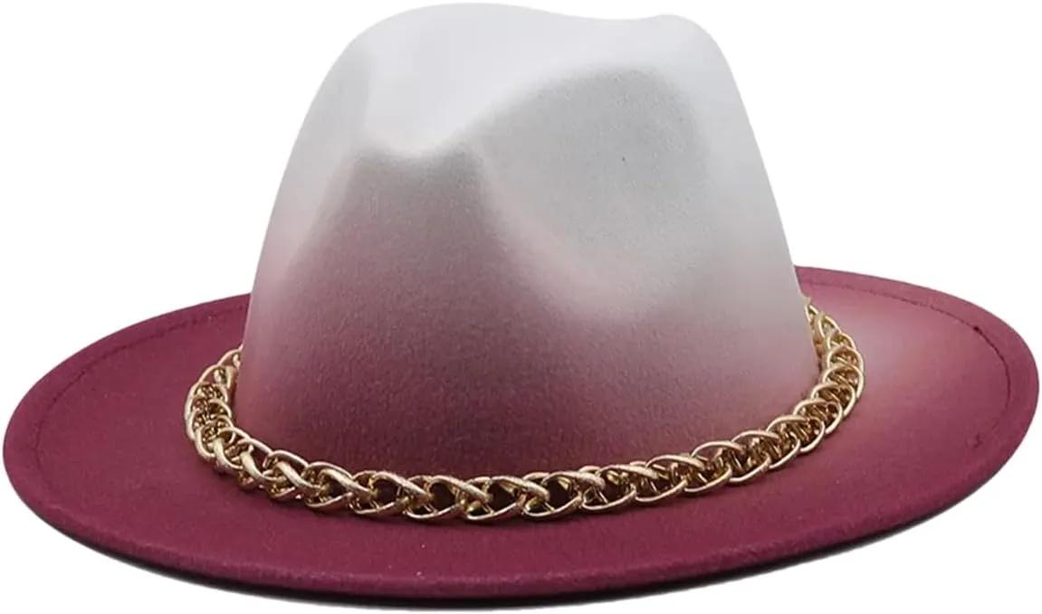 Women Men Winter Autumn Chain Woolen Fedoras Top Hat Jazz Caps Bowler Hats